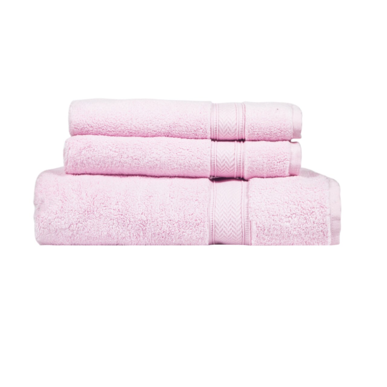 Contemporary Home Living 3 Piece Pink Solid Zero Twist Bath Towel Set 54"